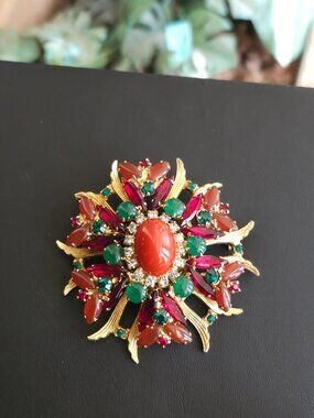 Vintage D&E Juliana Egyptian Revival Rhinestone Brooch Book Piece